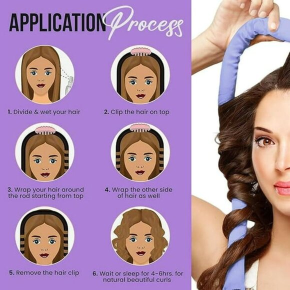 KAV Silk Heatless Curling Rod with Clip and Scrunchie Set, 4pcs set - Picture 4 of 4